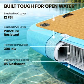 Outsunny Nadmuchiwany Dock Pływający Dock 2,4x1,8m Nadmuchiwany Pływająca Platforma 4-6 Osób z Antypoślizgową Powierzchnią Drabinka | Aosom PL