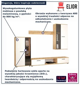 Nowoczesna meblościanka z witryną biały + dąb artisan F8-N71