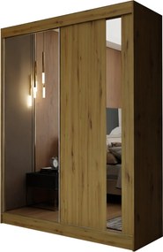 Szafa Przesuwna GRAZIA 150 cm z Lustrem Szafa Dwudrzwiowa Dąb artisan