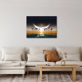 Obraz - Księżyc nad palmami (70x50 cm)