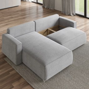 Masseno Narożnik FORIL z funkcją spania i pojemnikiem na pościel Narozniki L, Rozkładana sofa - Kremowy, POSO 100