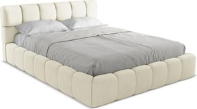 Łóżko 180 x 228 - z tkaniny szenilowej - beżowy - NALU