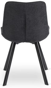 Zestaw Stół Okrągły TEO 100 cm Dąb Rustykalny/Czarny i 4 Krzesła Tapicerowane RICK 2 Czarne Nowoczesne Loft