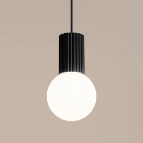 Lampa wisząca HALO 1 czarna ryflowana  SOLLUX  LIGHTING