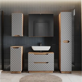 Zestaw mebli łazienkowych dąb/szary ze strukturą płytek 79.6x32x62.1 lotta