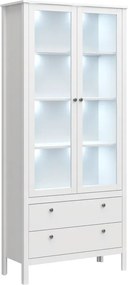 Biała Dwudrzwiowa Witryna Led Z 2 Szufladami Z4-W26