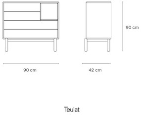 Ciemnoszara niska komoda 90x90 cm Corvo – Teulat