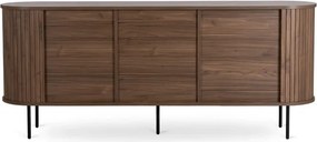 Komoda do Salonu Rozsuwana TRISH 180 cm Orzech Dwudrzwiowa Ryflowana Japandi
