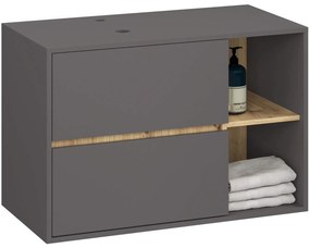 Szafka łazienkowa podwieszana 90cm grafit szary+ dąb artisan T3-F05