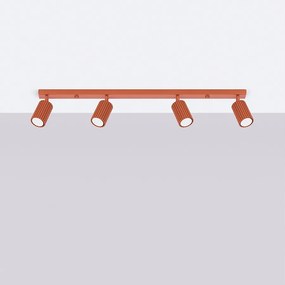 Lampa sufitowa minimalistyczny Gloow, aluminium - 4 źródło światła 4000K - L.81 x H.16.5 cm - ochra czerwona