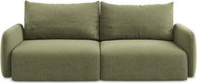 Zielona aksamitna rozkładana/ze schowkiem sofa 238 cm Kalena – Makamii