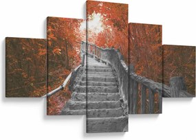 Obraz - Schody w naturze, pomarańczowy (125x70 cm)