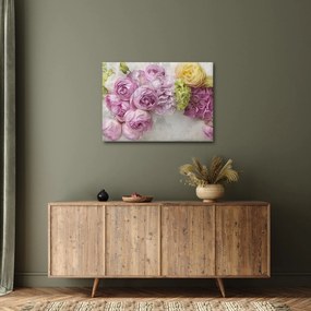 Obraz - Kwiaty na ścianie w pastelowych kolorach (70x50 cm)