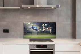 Szklany Panel Piłka Nożna w Strugach Deszczu