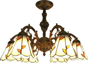 Brilagi - Tiffany witrażowy żyrandol przysufitowy FOLIA 6xE27/60W/230V śr. 60 cm