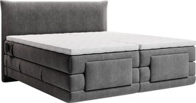 Kompletny zestaw boxspring zagłówek + stelaże z elektryczną funkcją relaks + materac + materac nawierzchniowy - 2 x 80 x 200 cm - Tkanina - Antracyt - ZANORO od PALACIO
