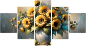 Obraz – Wazon ze słonecznikami (125x70 cm)