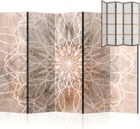 Parawan pokojowy 5-częściowy 225x172 Jednostronny dekoracyjny boho minimalistyczny Beżowy Mandala Z Betonu