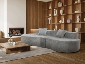 Sofa "Avola" w kształcie przecinka z tkaniny teksturowanej - 3-osobowa - szara