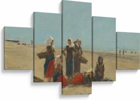 Obraz - Eugène Boudin, Women on the Beach at Berck, reprodukcje (125x70 cm)