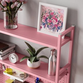 Metalowa nadstawka na biurko JENNY, 950 x 980 x 220 mm, różowa