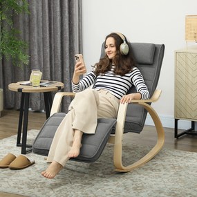 HOMCOM Fotel bujany z funkcją masażu, ogrzewaniem lędźwiowym, 3 tryby, materiałowa tapicerka, Szary