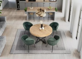 Nowoczesny rozkładany stół Merci na czarnych metalowych nogach z okrągłym blatem MDF okleinowany 120 cm w stylu loft