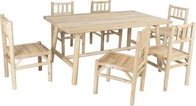 Zestaw mebli ogrodowych  z drewna tekowego: stół dł. 180 cm i 6 krzeseł - Jasny naturalny - TULUM od MYLIA