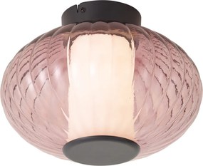 Designerska lampa sufitowa czarna 28 cm z fioletowym szkłem z LED z 3-stopniową regulacją - Margherite