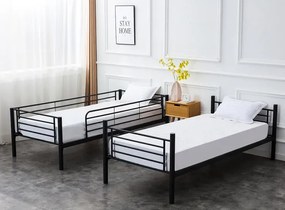 Czarne metalowe łóżko piętrowe młodzieżowe 90x200 D2-D21