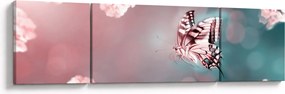 Obraz - Motyl wśród kwiatów (170x50 cm)