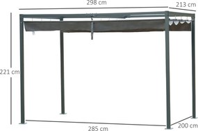 Nowoczesna Pergola Metalowa 3x2m z Dachem Przeciwsłonecznym - Pergola Szara 298x213cm, Idealna Ochrona dla Ogrodu i Tarasu | Aosom PL