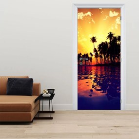 Fototapeta na drzwi - Wyspa o zachodzie Słońca (95x205cm)