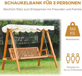 Stylowa Huśtawka Ogrodowa Outsunny dla 3 osób z Modrzewia