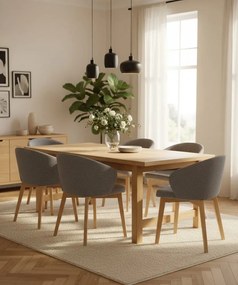 Szare tapicerowane krzesło nowoczesne dąb artisan B1-M06