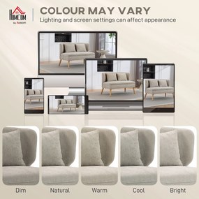 HOMCOM Dwuosobowa sofa, mała sofa z tkaniny chenille z oparciem skrzydłowym, grubym siedziskiem i nogami z drewna kauczukowego, beżowa | Aosom PL