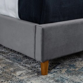 Łóżko Tapicerowane 90x200 cm ze Stelażem Jednoosobowe DENNIS Welurowe Ciemnoszare