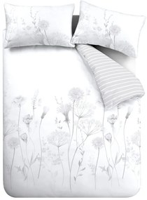 Biało-szara pościel Catherine Lansfield Meadowsweet Floral, 200x200 cm