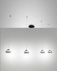 Lampa wisząca LED Arabella z metalu i dymionego szkła dmuchanego 3547-49-126 Fabas Luce