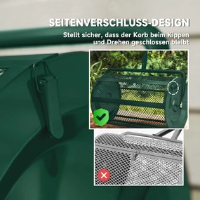 Outsunny Rozsiewacz kompostu 75 l 61x40cm rozsiewacz nawozu trawa ogród z uchwytem T kosz z siatki metal zielony | Aosom PL