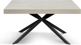 Stół drewniany, wykończenie perłowy wiąz, antracytowa podstawa X, rozkładany 160x90 - CAMAIORE