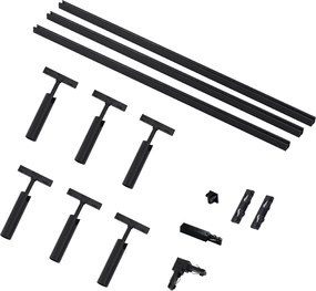 Nowoczesny system oświetlenia szynowego Slimline Uzzy z 6 czarnymi reflektorami jednofazowymi