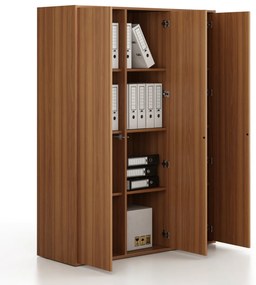 Szafka biurowa FRAME, 3x drzwi, 1299 x 450 x 1735 mm, PUSH-lock, orzech