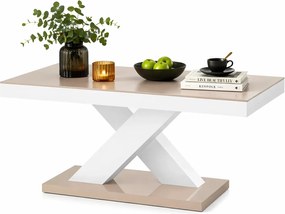 Nowoczesny rozkładany ławostół beżowo-biały połysk M8-P69