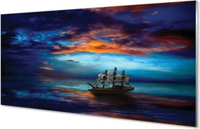 Szkło do Kuchni na Ścianę Wieczorny Rejs Statkiem