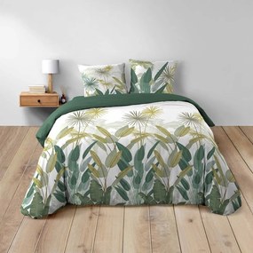 Biało-zielona bawełniana pościel dwuosobowa 240x220 cm Otika – douceur d'intérieur