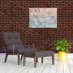 Obraz - Tropikalne rośliny na ścianie (70x50 cm)