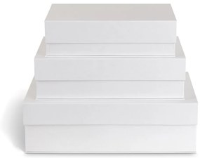 Białe kartonowe pojemniki dekoracyjne z pokrywką zestaw 3 szt. 42,5x29,5x13 cm Kian Paper Laminate – Bigso