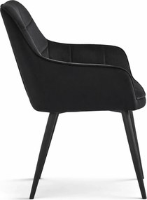 Czarne krzesło welurowe metalowe pikowane E9-T56