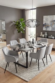 Zestaw 4 jasnoszarych krzeseł welurowych z pikowaniem - Lorviano